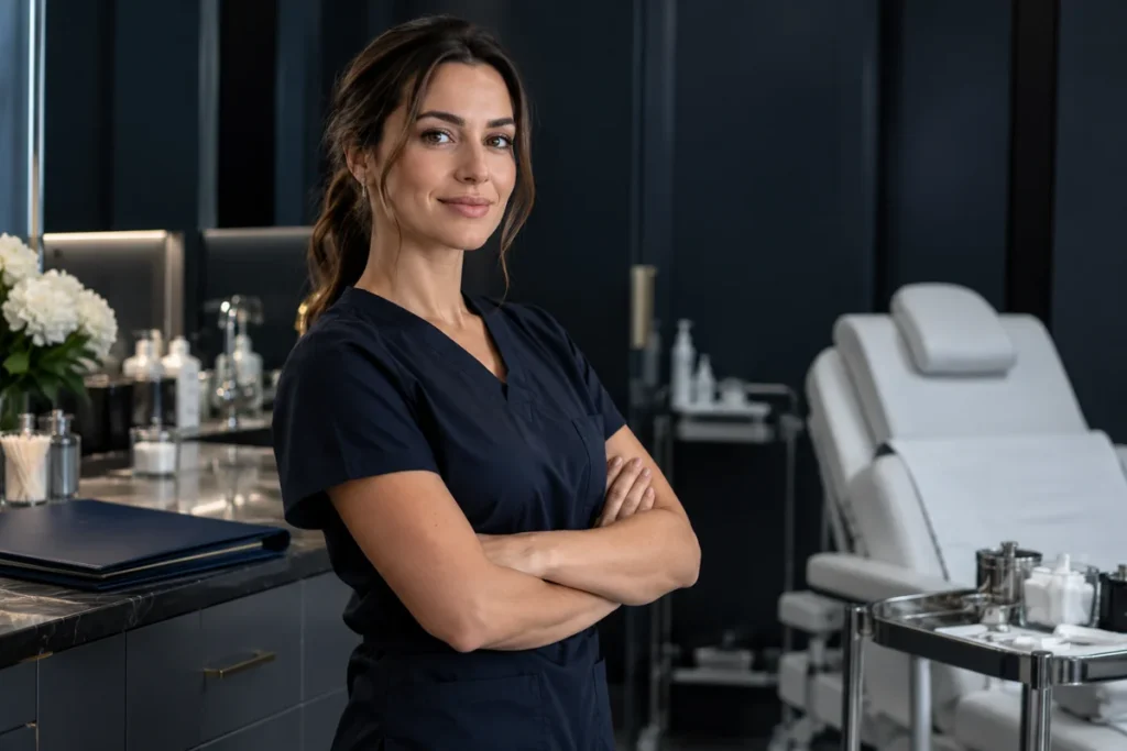 Illustrative image: Nurse injector in a medical aesthetics treatment room