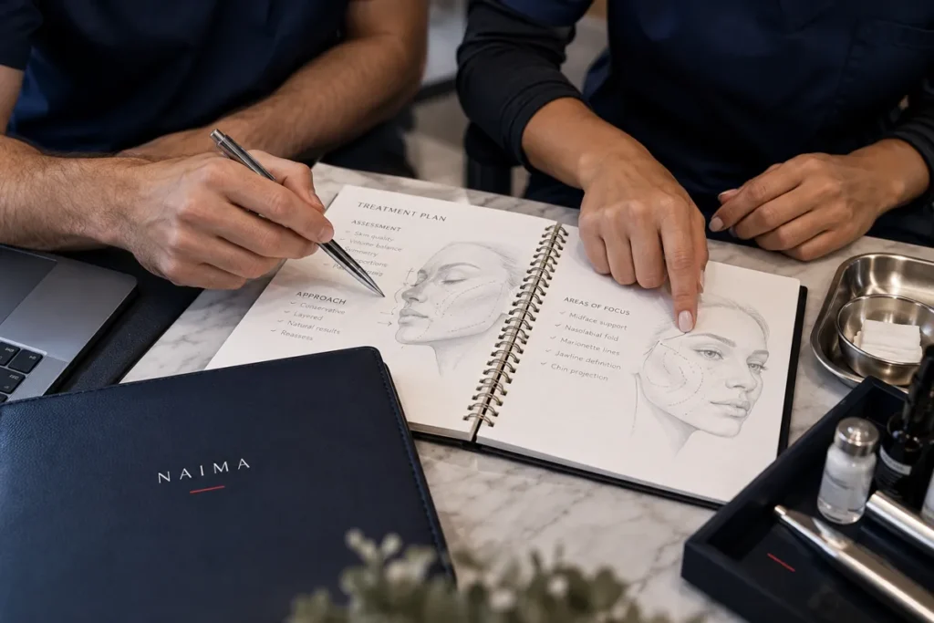Illustrative image: Hands reviewing a treatment plan